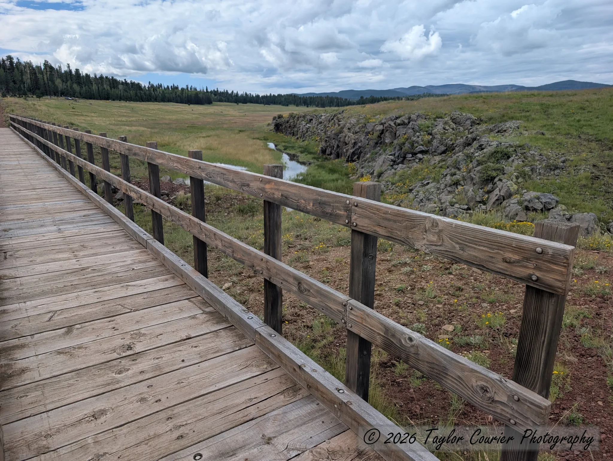 Railroad-grade trail bridge